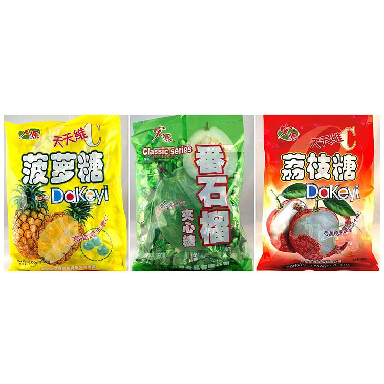 Hong Yuan Pineapple Guava Lychee Candy 3 Pack 1 each