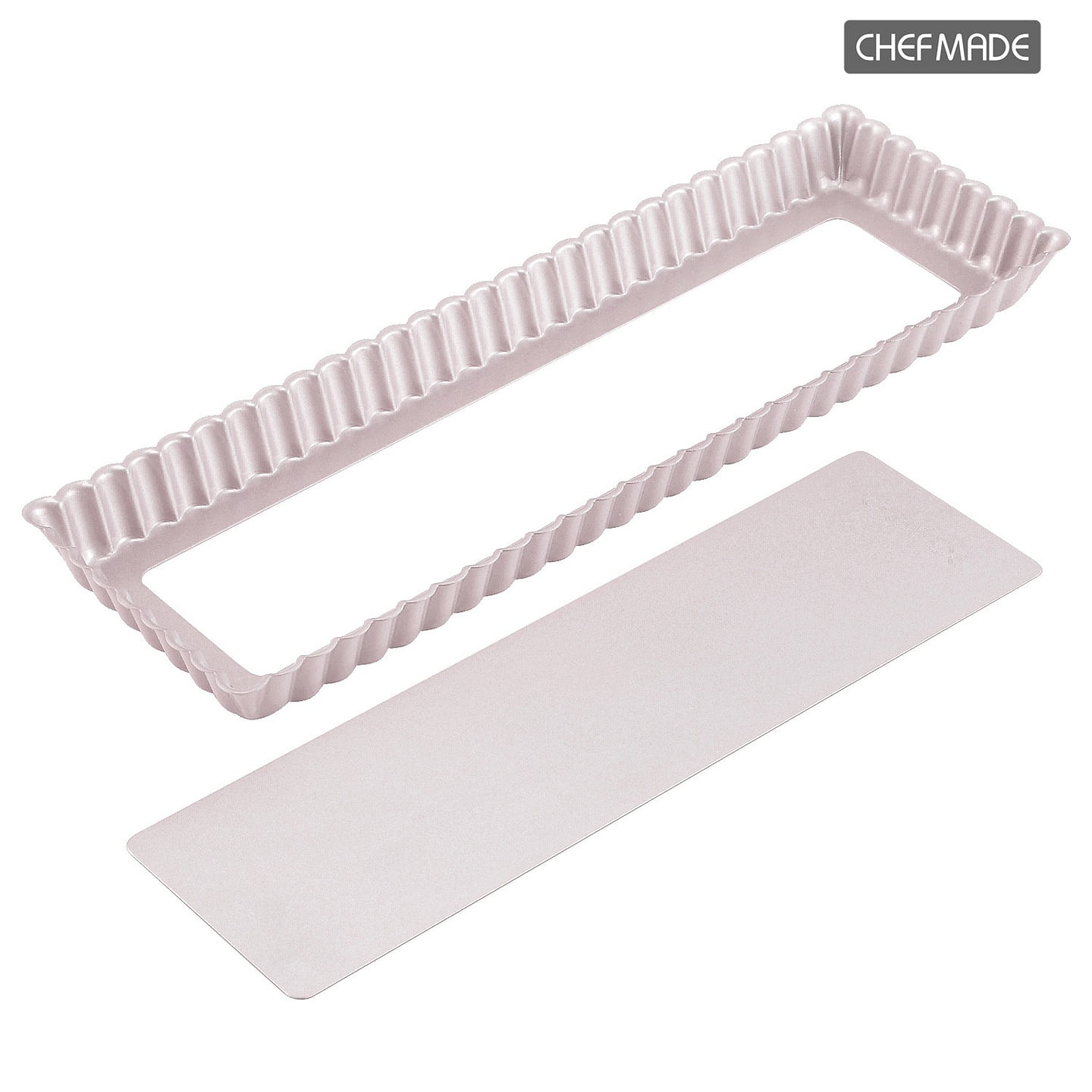 CHEFMADE Rectangle Tart Pan,5×14-Inch with Removable Loose Bottom Oblong Quiche 1 each
