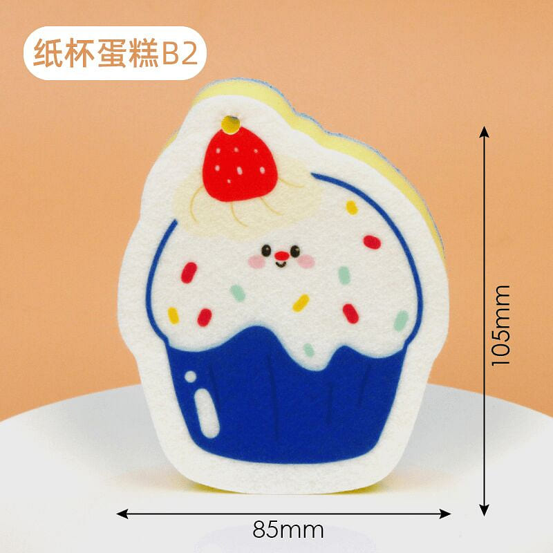 Wood pulp cotton sponge dishwashing sponge, cupcak 1 count