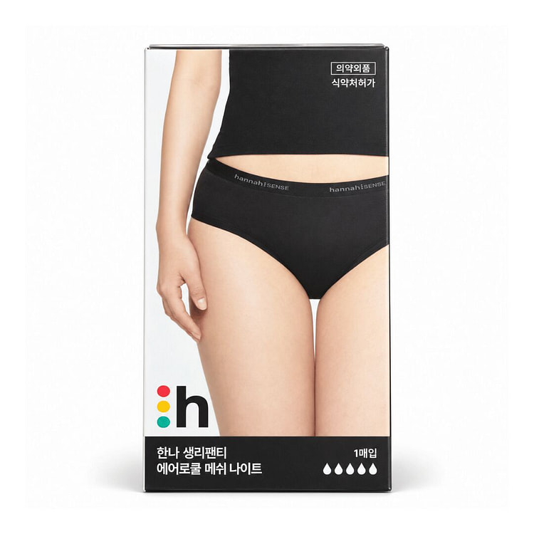 한나 생리팬티 에어로쿨 메쉬 나이트 블랙 (L) 1 개입