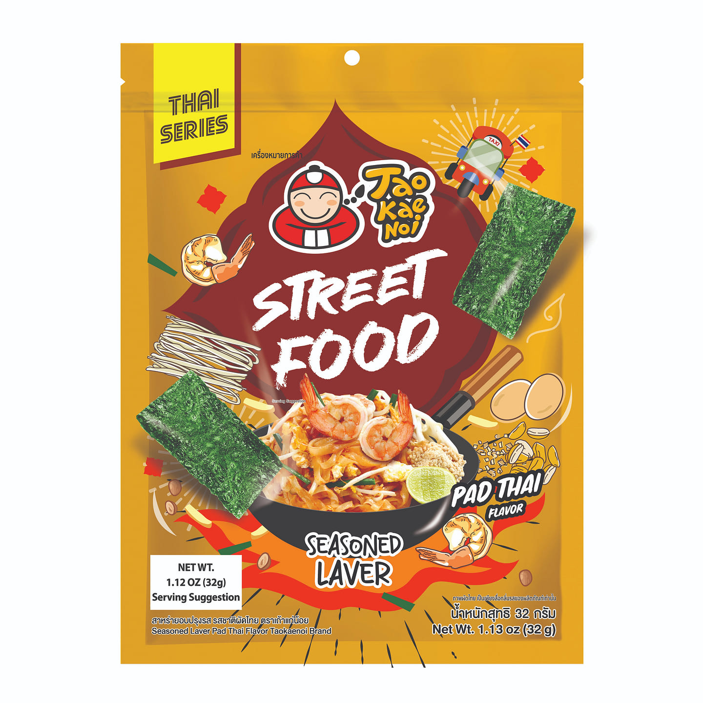 Tao Kae Noi Roasted Seaweed Seasoned Laver Pad Thai Flavor 32 g
