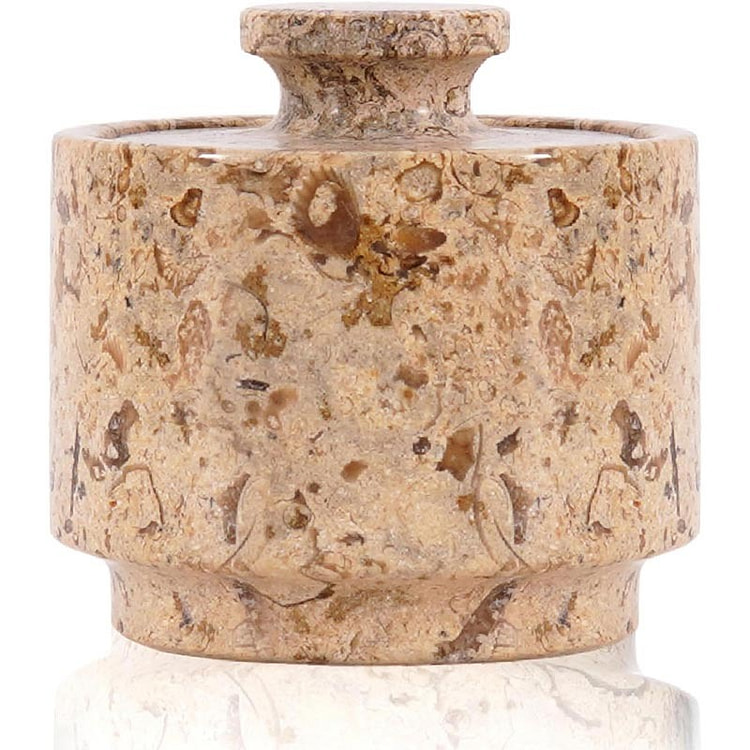 Radicaln Marble Salt Cellar with Lid, Coral