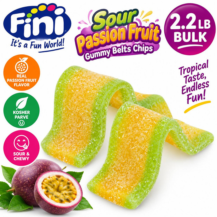Fini Sour Passion Fruit Gummy Belts 2.2lb 1 each