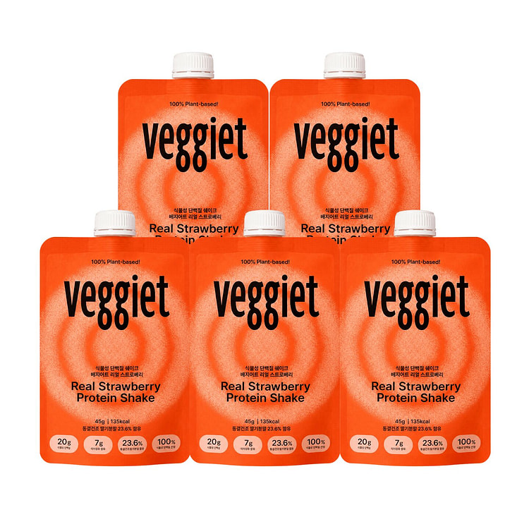 Veggiet 植物蛋白奶昔 真草莓味 45g 5 份