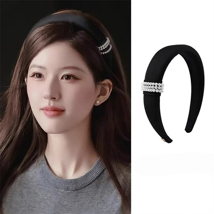 珍珠高颅顶发箍 许我耀眼许妍 温柔氛围感 黑色发箍 1 盒