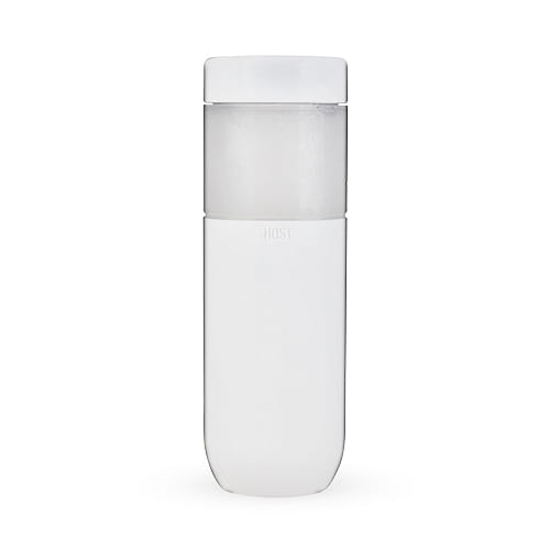 HOST FREEZE Double Walled Daily Water Bottle Freezer Cooling Tumbler with Active Cooling Gel Stainless Steel Lid and Silicone Grip – Set of 1 20 Oz White 20 oz