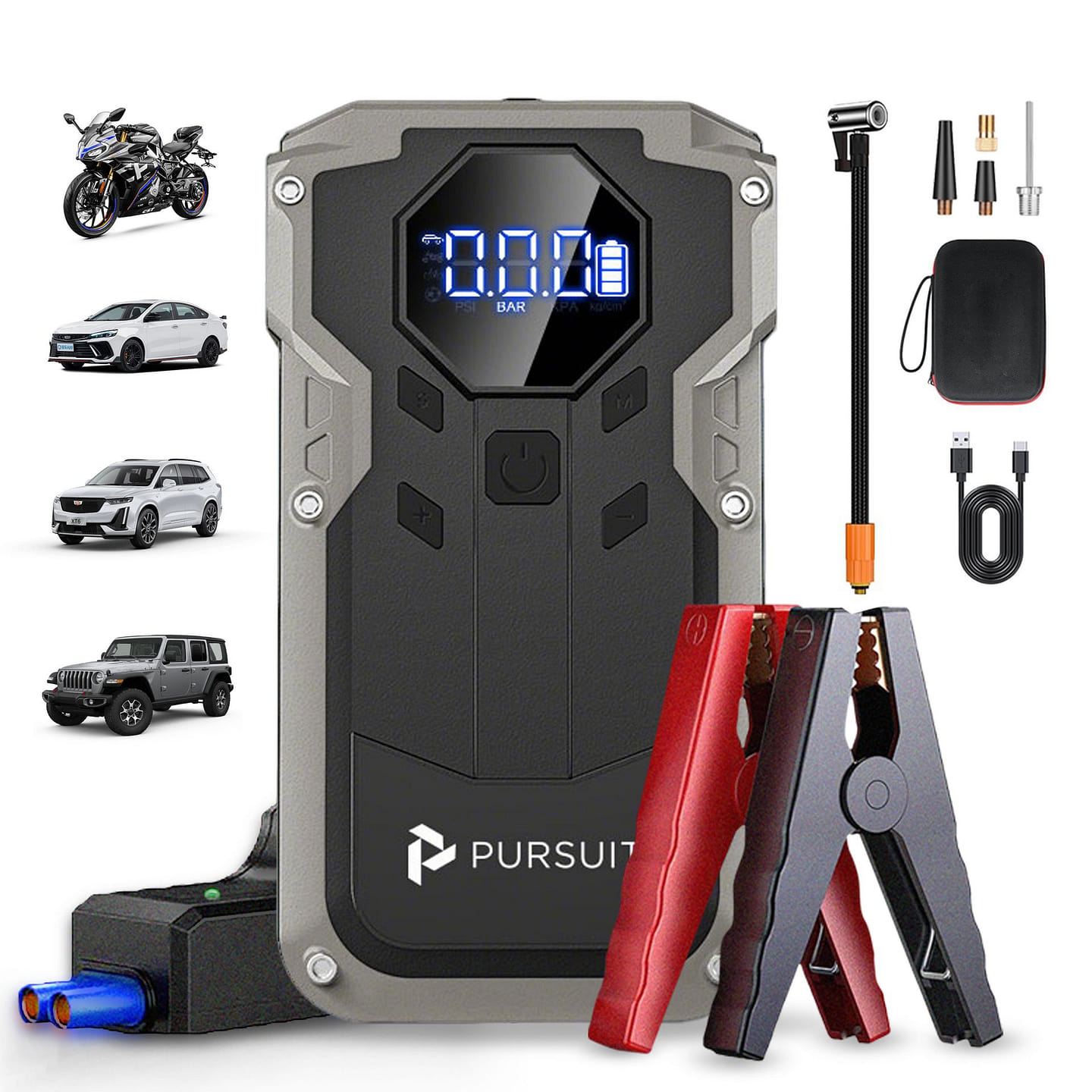 2000A Jump Starter Jump Box with Air Compressor 3 lb