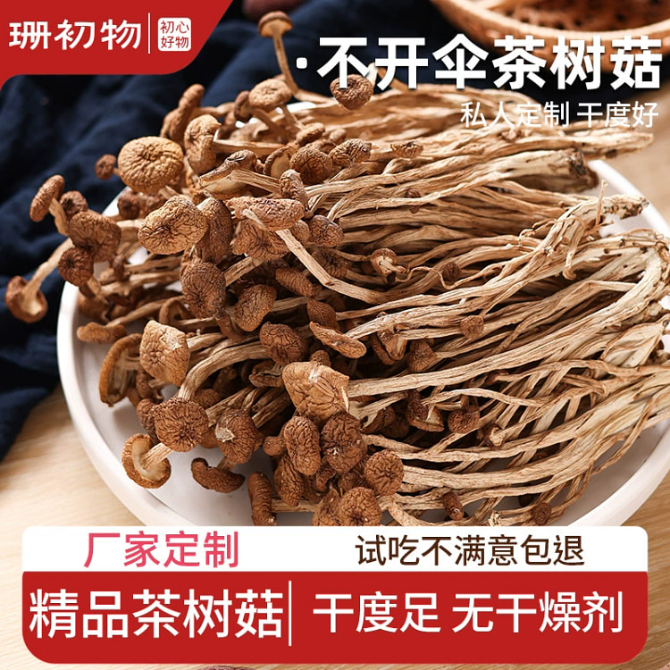 珊初物茶树菇干货短款不开伞100g*1袋净重干度好茶树菇煲炖汤