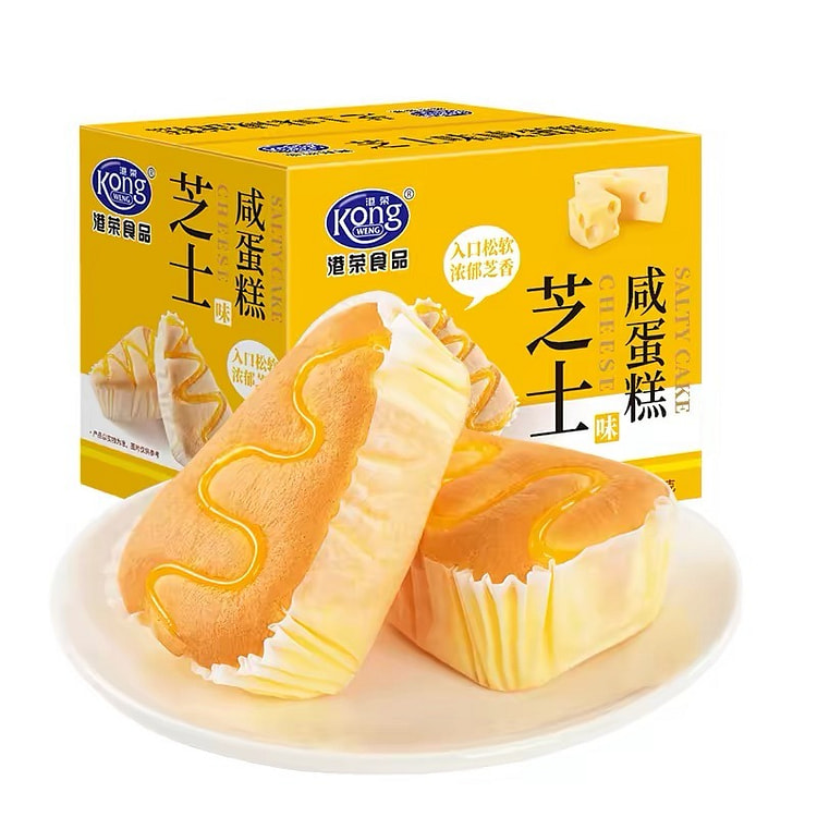 港荣芝士咸蛋糕整箱小面包早餐健康零食办公室充饥糕点 480 克