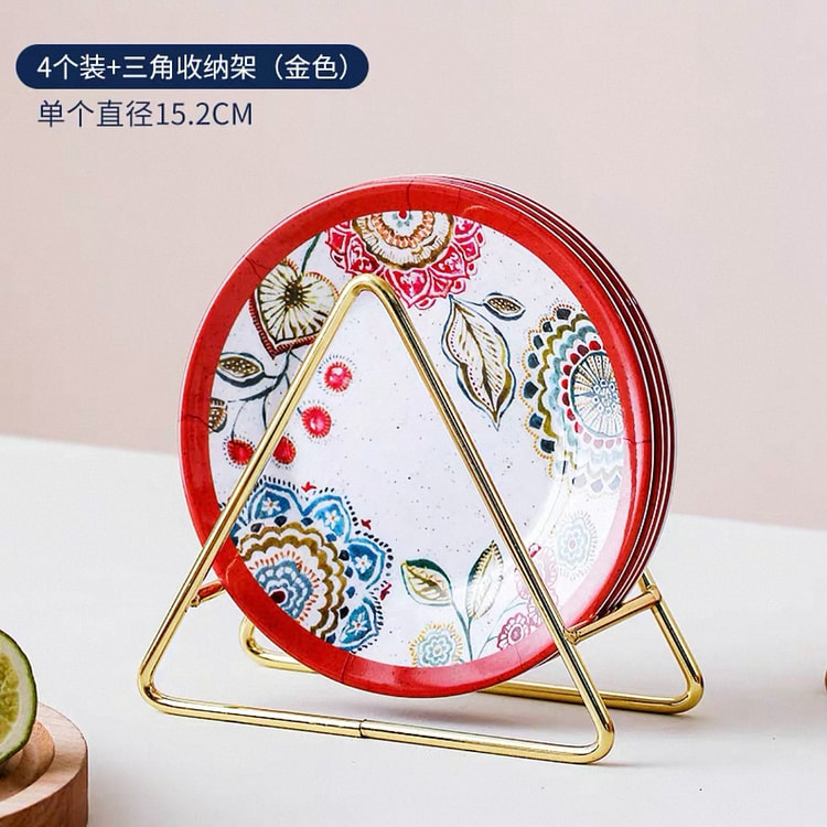 美式碟恋花骨碟 高级感家用餐桌骨碟15cm 4个 1 份