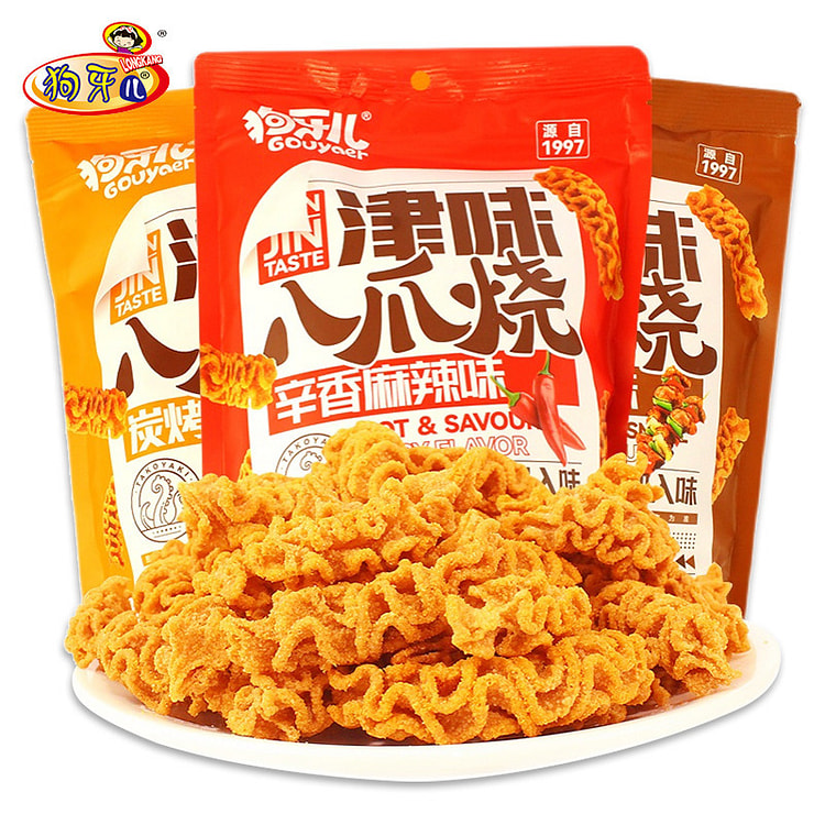 狗牙儿津味八爪儿时零食怀旧休闲膨化年货小吃烧烤、牛排、麻辣混合口味118g