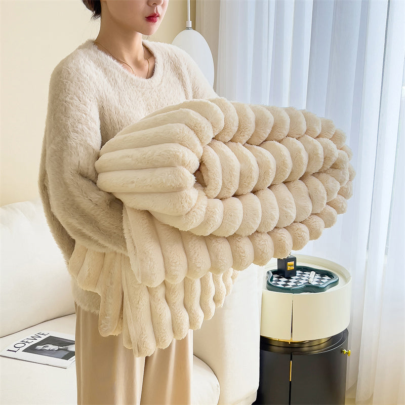 Striped Velvet Blanket White 150*200cm 2000 g