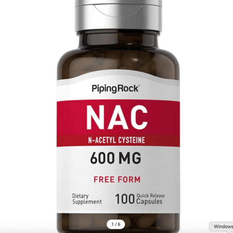N-乙酰半胱氨酸(NAC),600毫克,100粒胶 1 瓶
