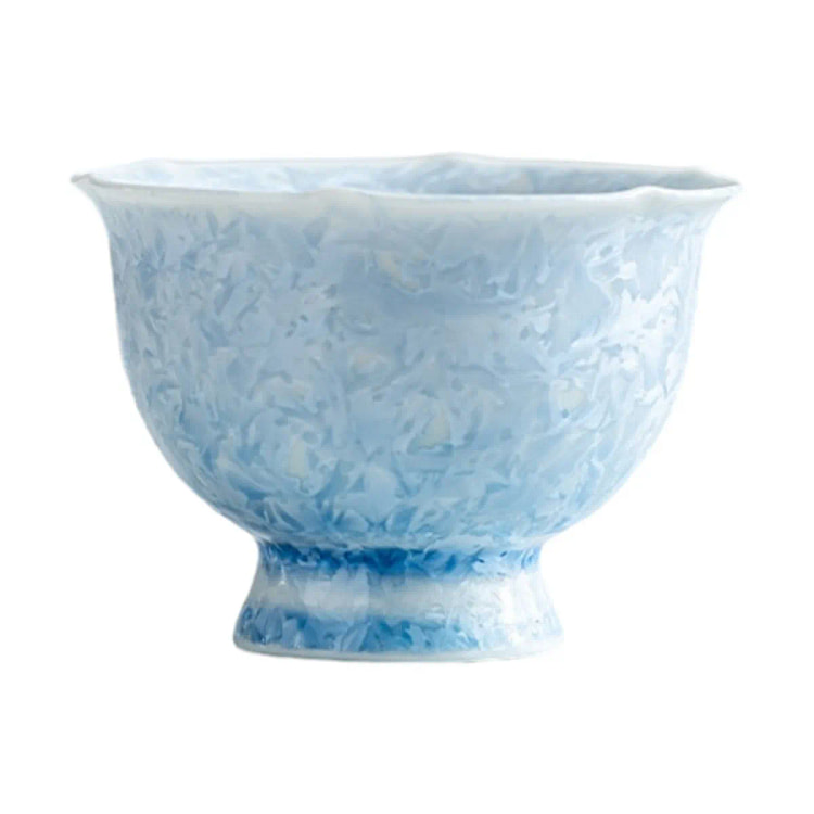 结晶釉冰晶花口杯 主人杯 茶杯 单杯 陶瓷-蓝色 1 个