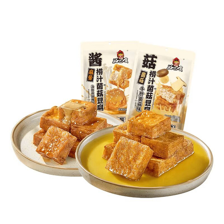 好巴食 菌菇虎皮豆腐牛肝菌菇味+海鲜菇甜辣麻酱味 2 包