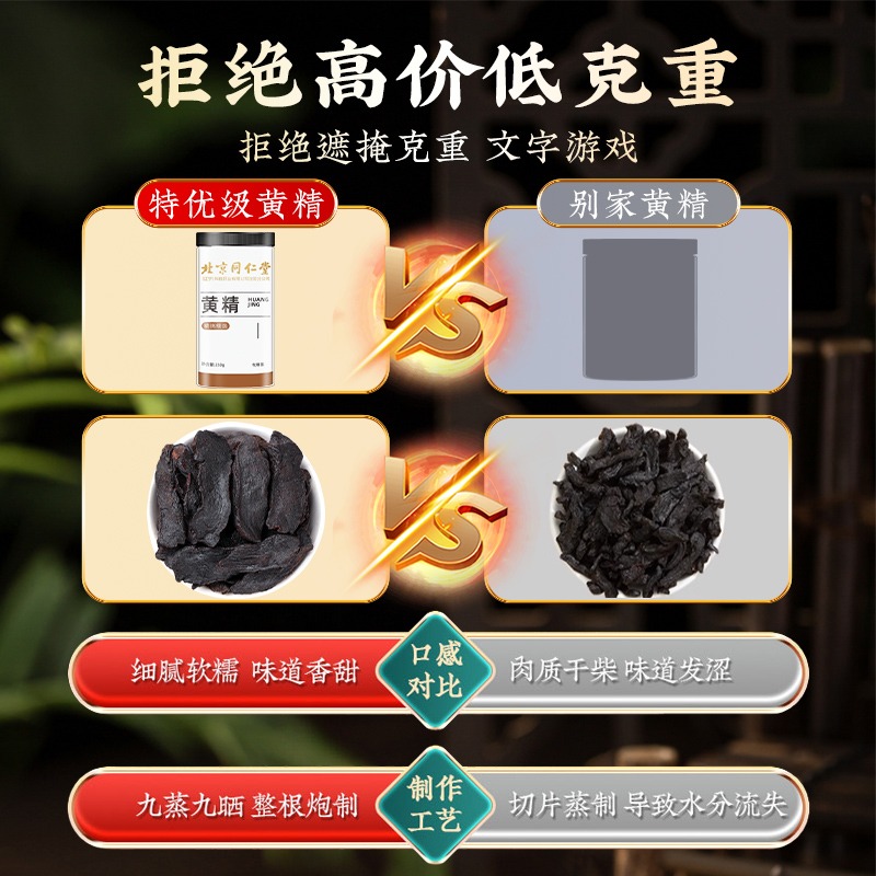 北京同仁堂黄精九蒸九晒制黄精片养生茶正宗九华山黄精补气养阴益肾250g