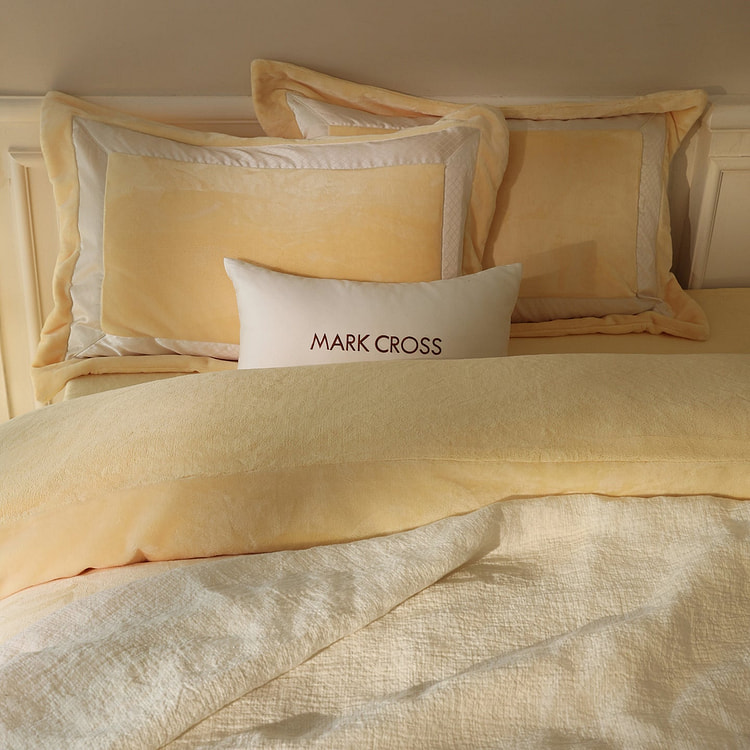 慕斯牛奶绒秋冬床上四件套 暖黄-Queen 2000 克