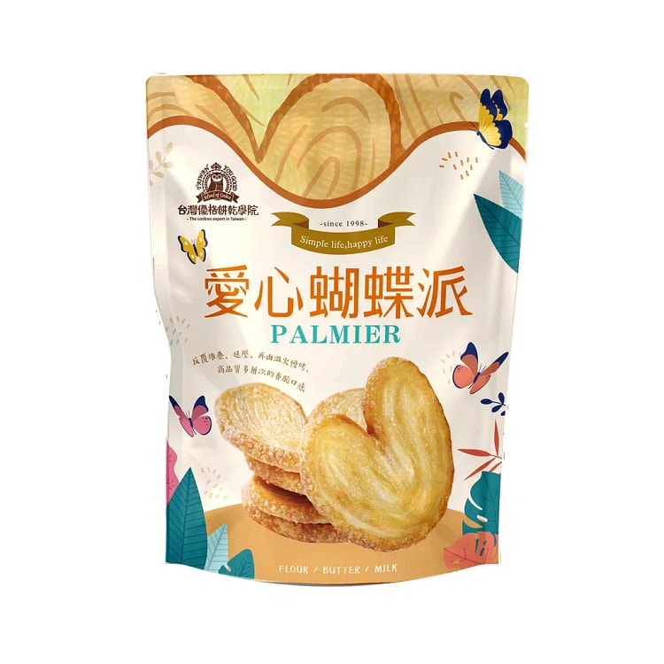 台灣優格餅乾學院 愛心蝴蝶派(單片包) 180g