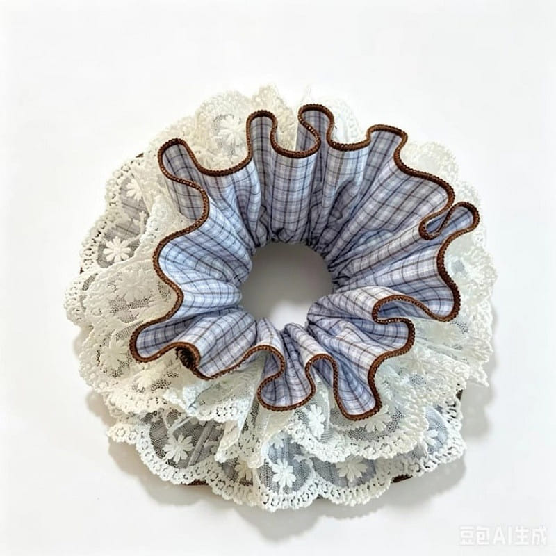 Navy Polka Dot Lace Scrunchie Hair Tie 1 Pcs 1 each