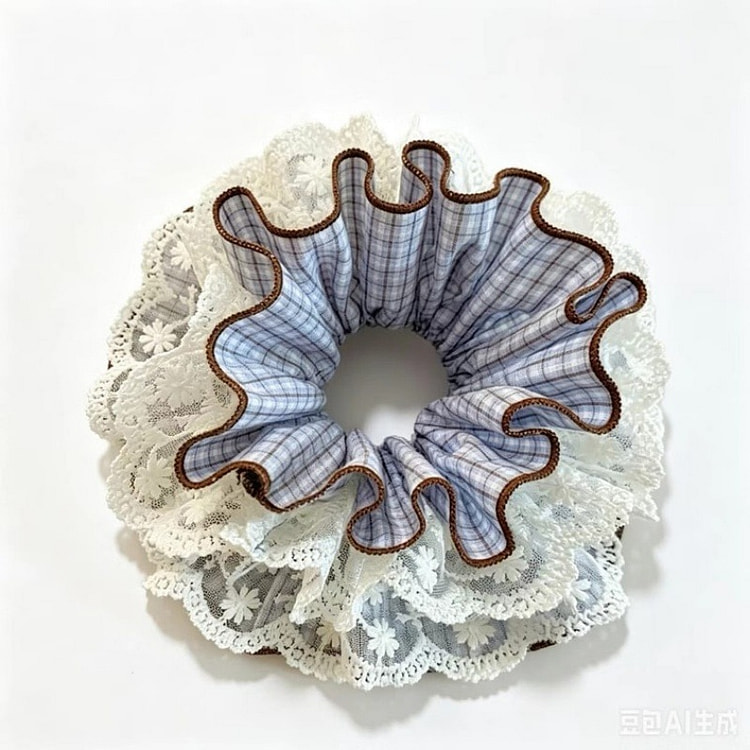 Navy Polka Dot Lace Scrunchie Hair Tie 1 Pcs 1 each