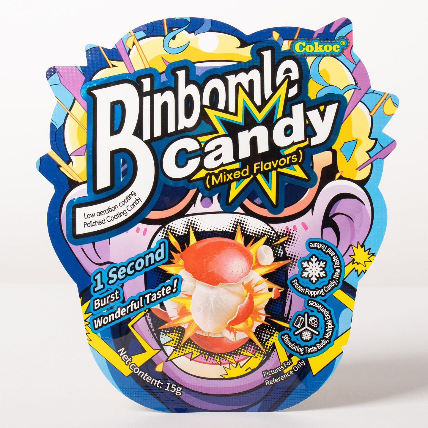 Cokoc 8 Packs of Binbomle Sour Candy 3 Flavor-Blue 4.23 oz