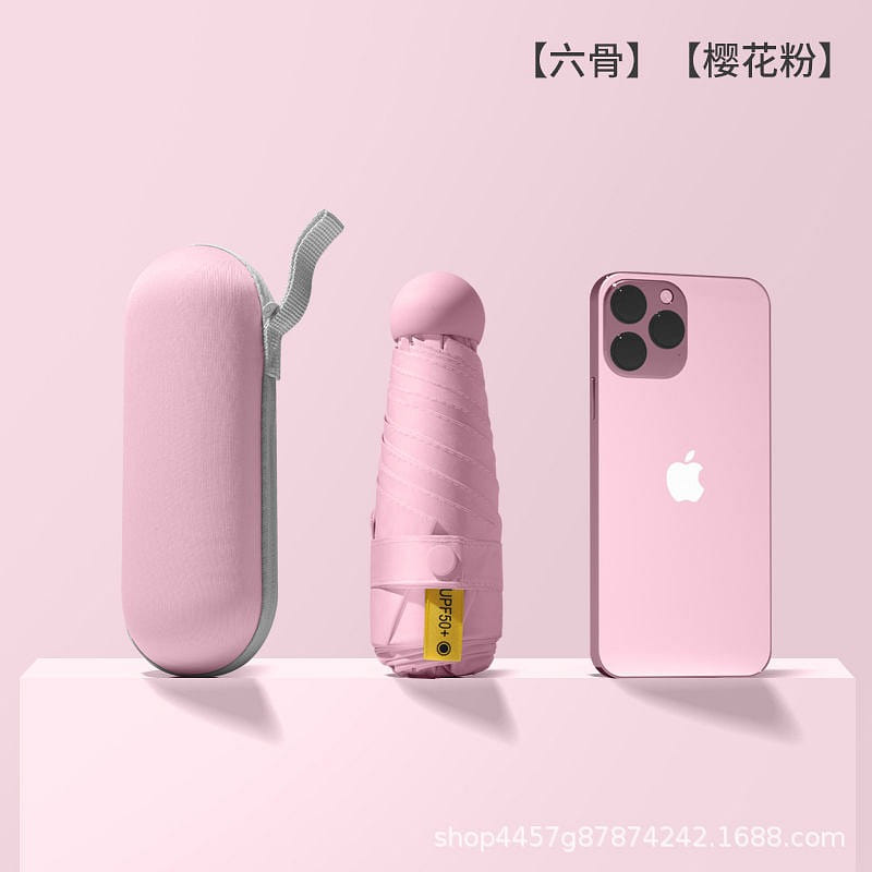 【 Good things for Life 】Capsule Umbrella Sun Rain Dual Use Pink 1 each