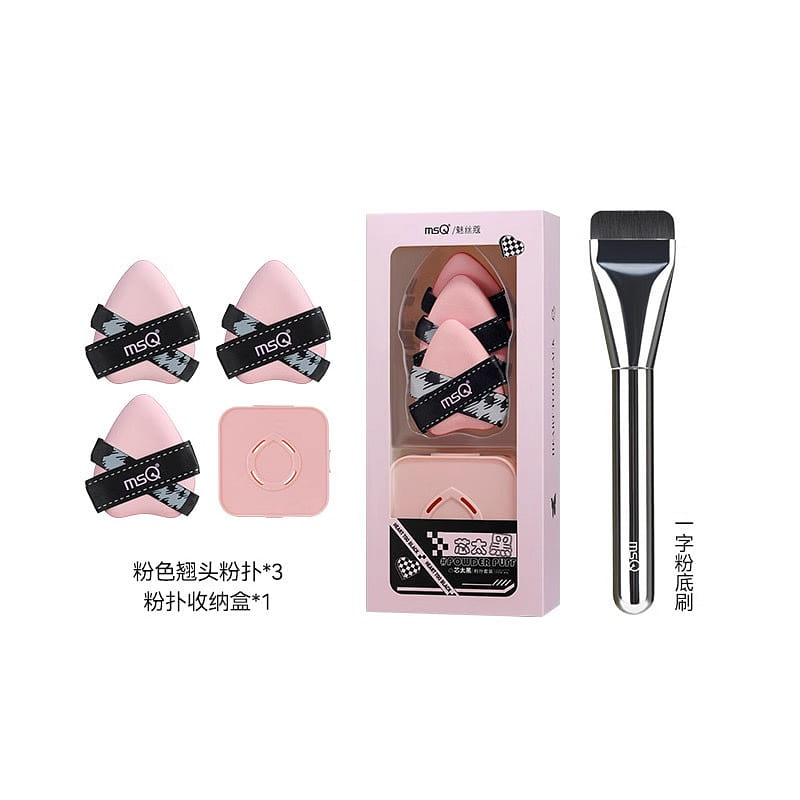 MSQ Foundation Brush 1 Pcs + Cushion Puffs 3pcs 1 box