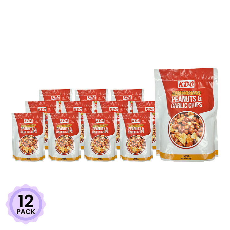 KDC Roasted Redskin Peanuts & Garlic Chips 16 盎司*12 包
