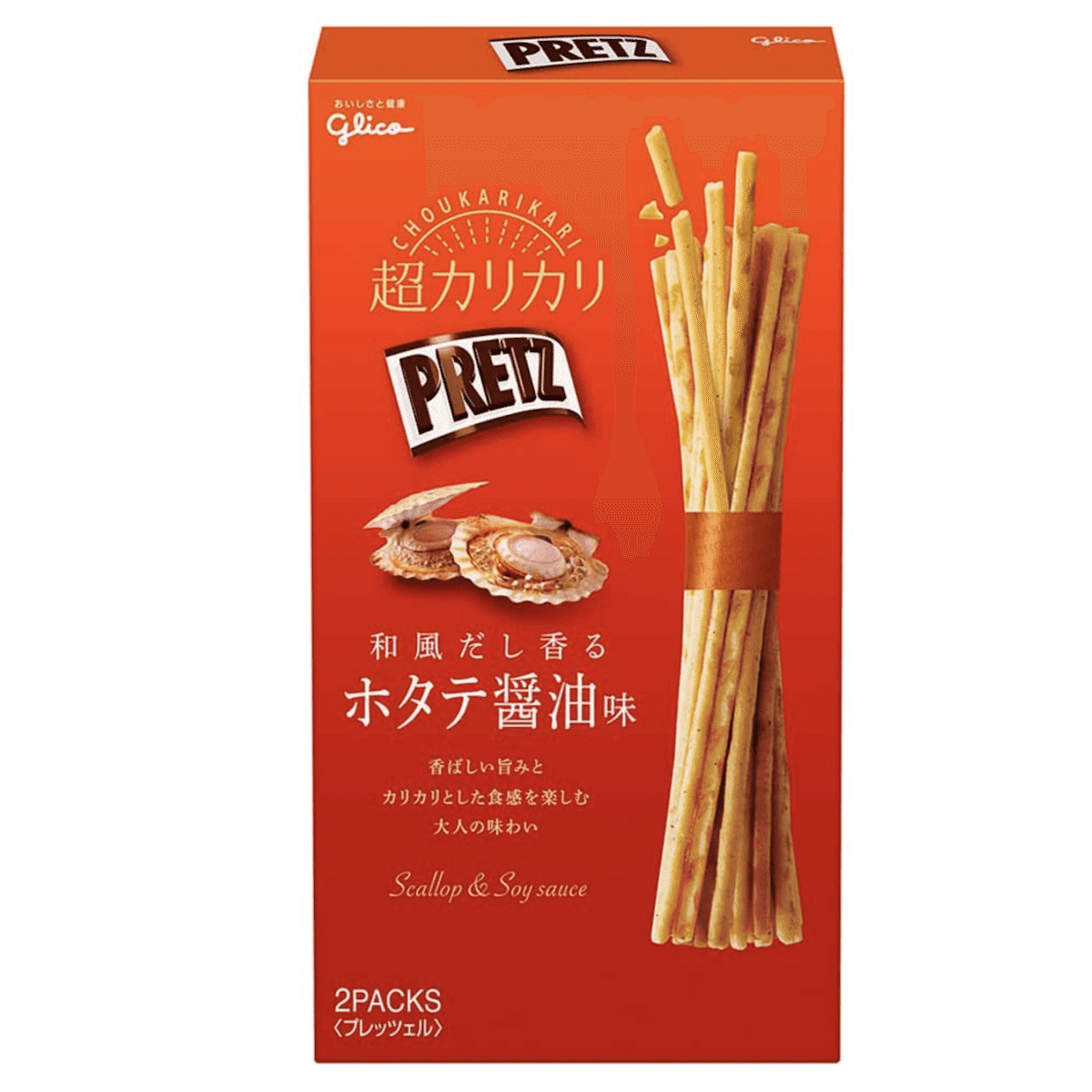【日本直邮】格力高 百力滋 日式酱油扇贝脆棒 55g 2袋装 1 盒
