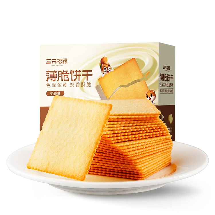 三只松鼠薄脆饼干酥脆饼干奶香味300g*1箱