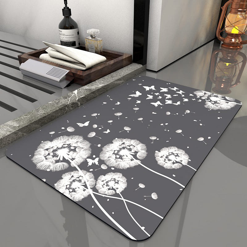 Super Absorbent Diatom Mud Bath Mat Non-Slip Quick Drying, dandelion 70*50cm 1 each