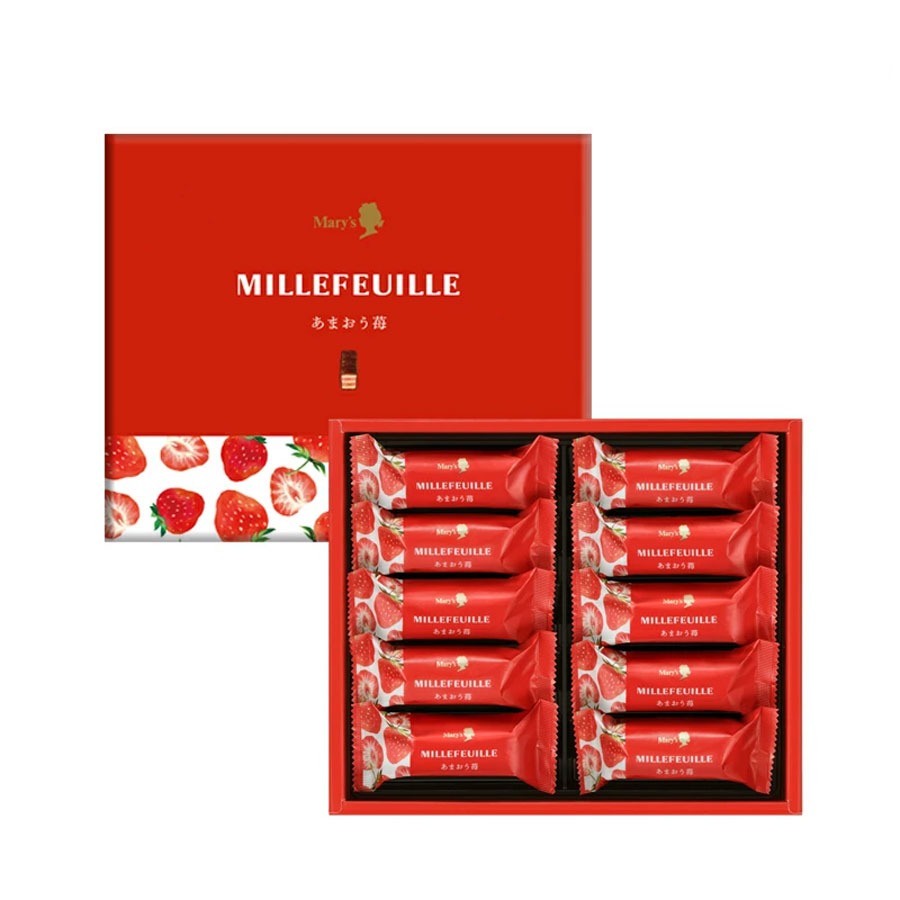 ミルフィーユマーブルウォレット メリーチョコレート ミルフィーユ（あまおう苺） 10個入 1 box - Weee!