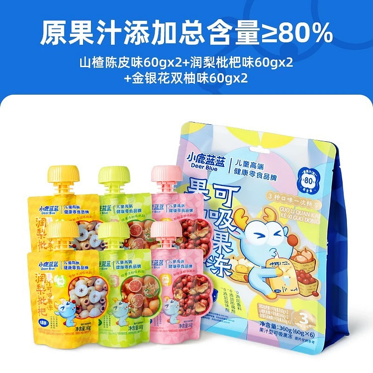 【小鹿蓝蓝】益生菌可吸果冻《养生款》1包6袋 360 克