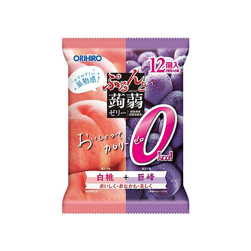 ORIHIRO 立喜乐 白桃葡萄蒟蒻果冻12个/袋 1 份