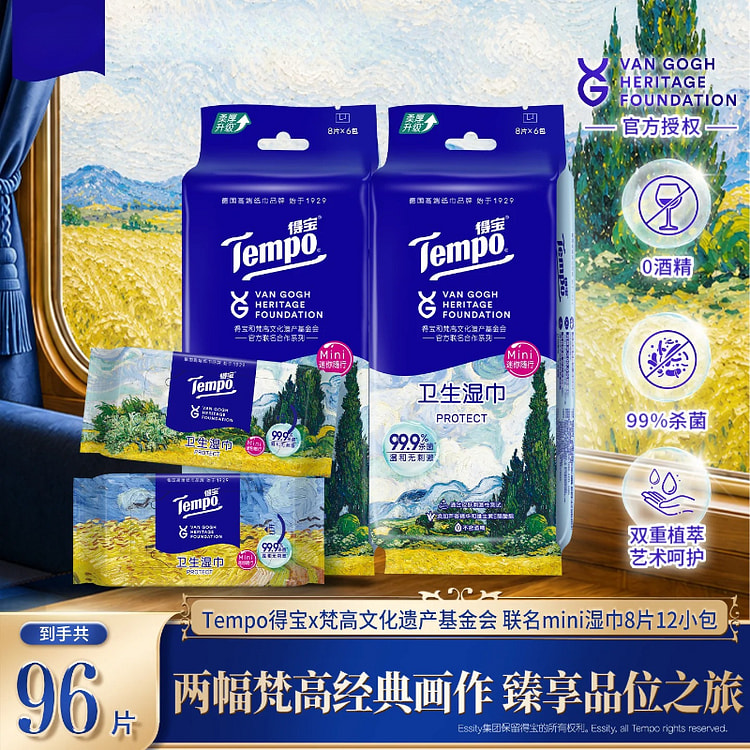 Van Gogh Art Wipes Small Pack 6 Packs *2 Bags 2 pack