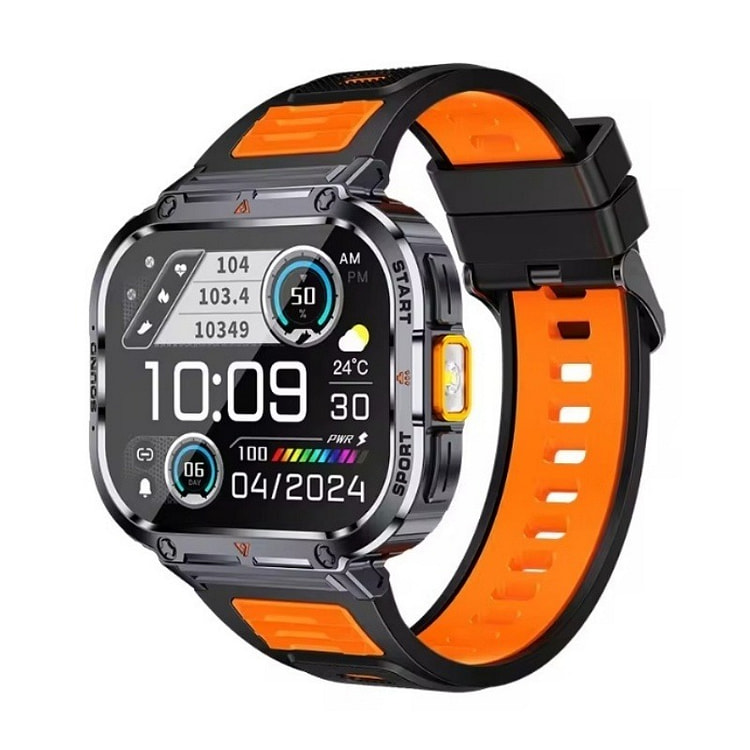 LED flashlight BT call AI voice call watch orange