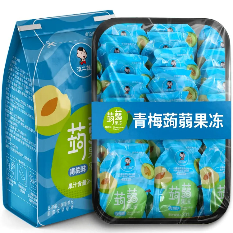 滇二娃 青梅蒟蒻果冻 低脂0脂青梅味1盒 328 克