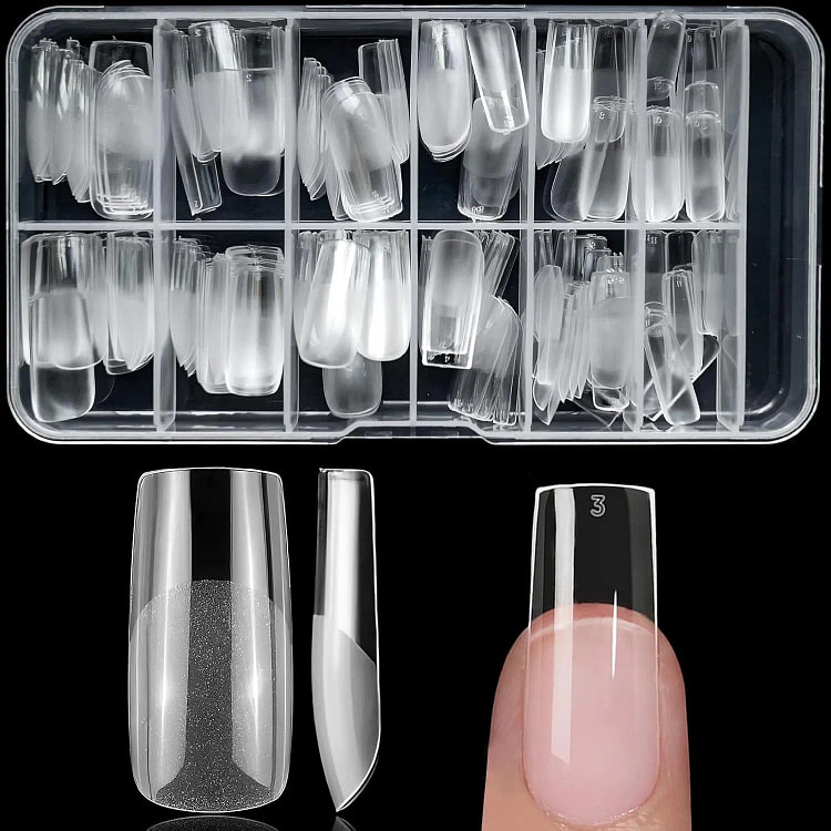 240Pc Square Gel Nail Tips Short Fake Nails Clear 1 box