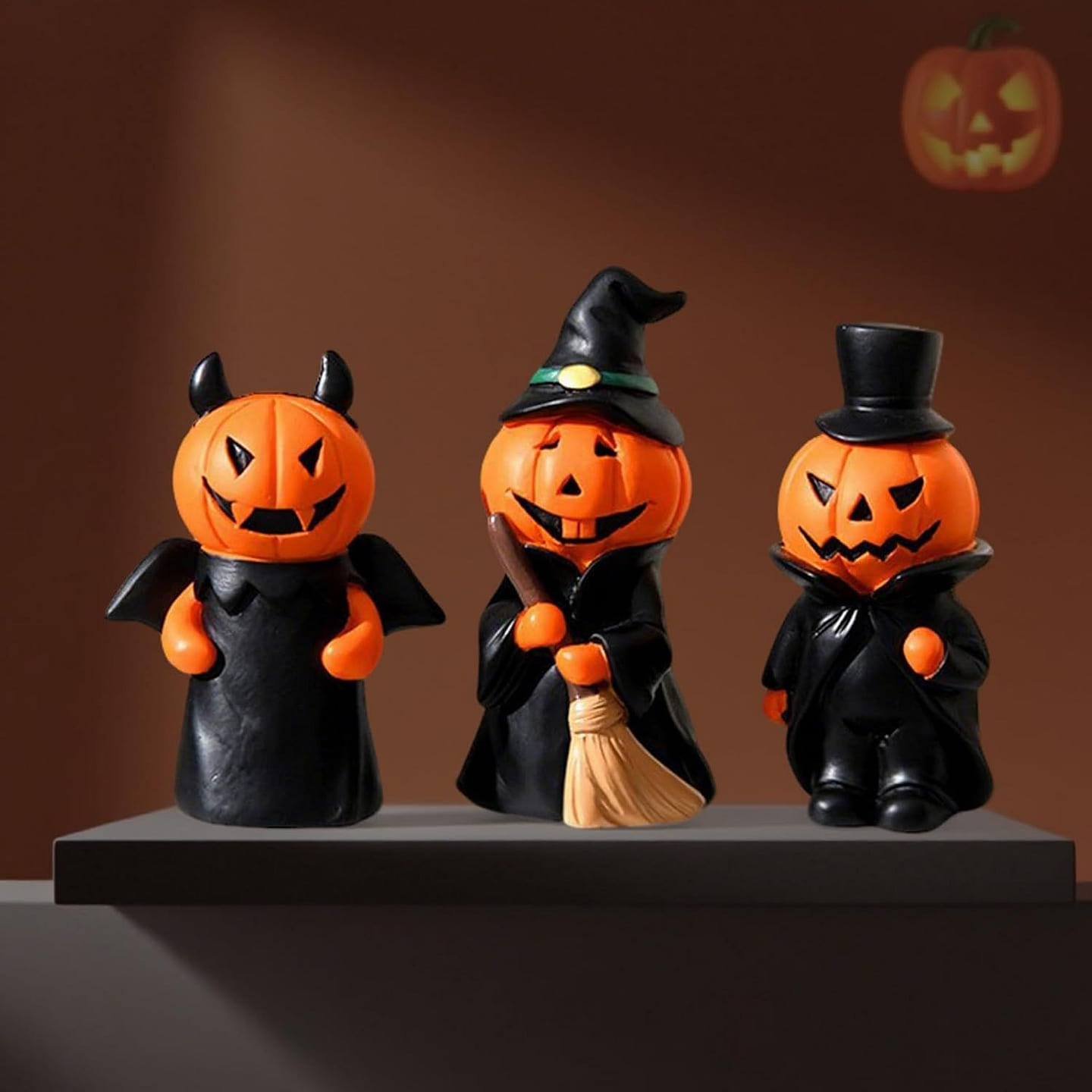 Halloween Pumpkin Figurines Set of 3 1 each