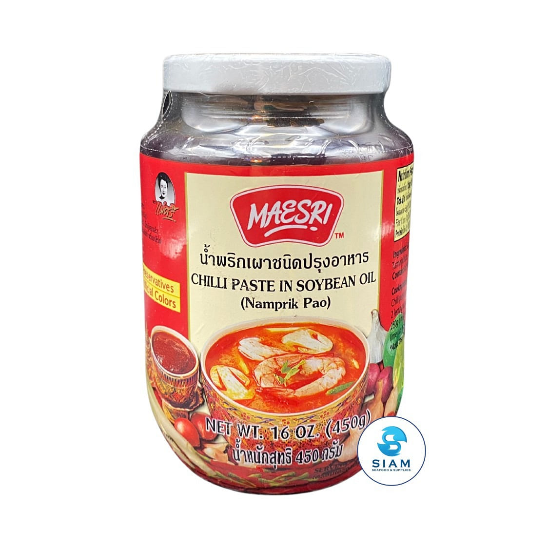 MaeSri Chili Paste in Soybean Oil (Namprik Pao) 16 oz