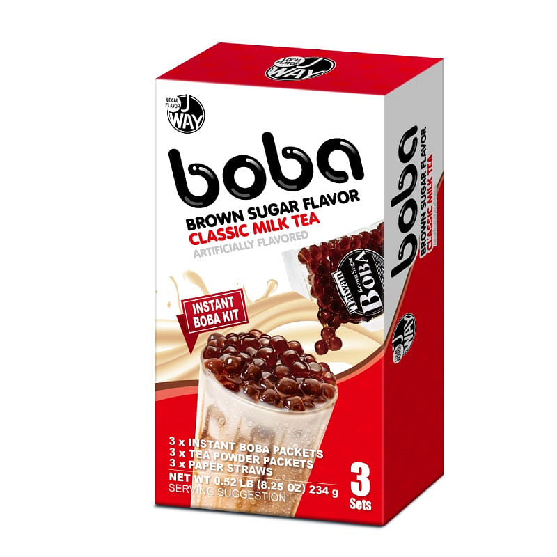 J WAY Instant Brown Sugar Boba Milk Tea-3 Servings 1 box