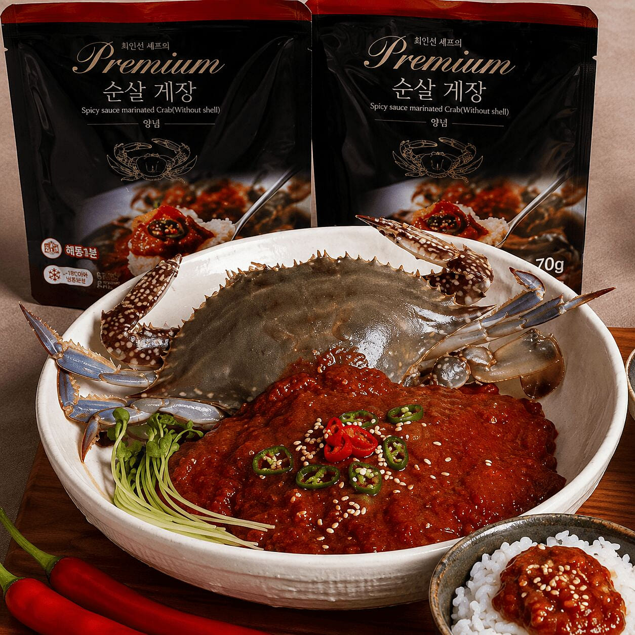Premium Boneless Spicy Marinated Crab 70 g*15 pack