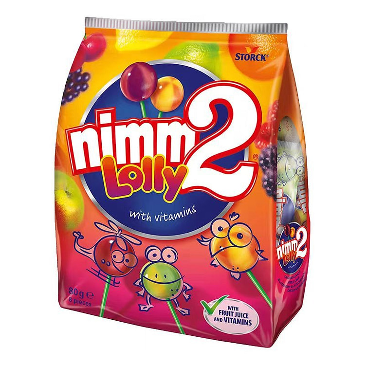 德国进口|二宝nimm2维生素棒棒糖水果味80克