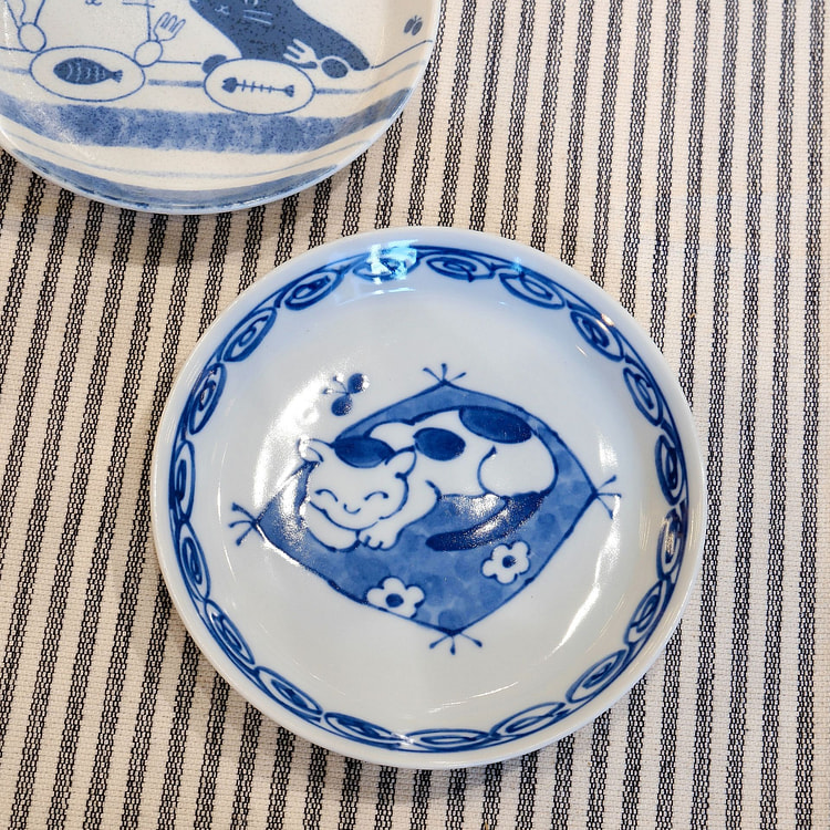 日本 美浓烧 14.2cm 猫咪小盘 - #2 1 个