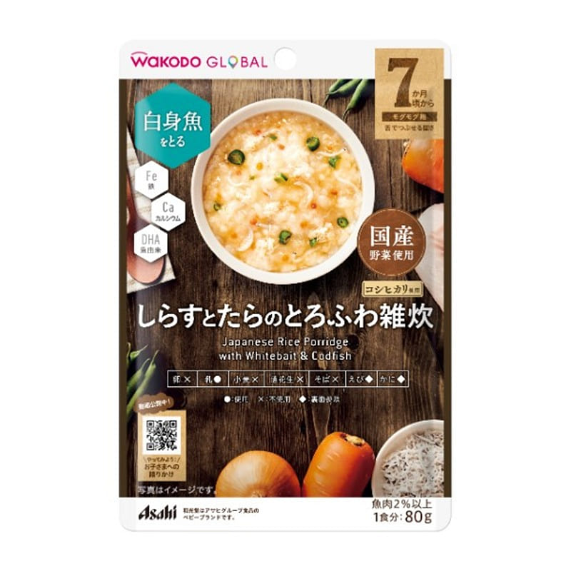 Wakodo Whitebait and cod soft and fluffy porridge 80 g
