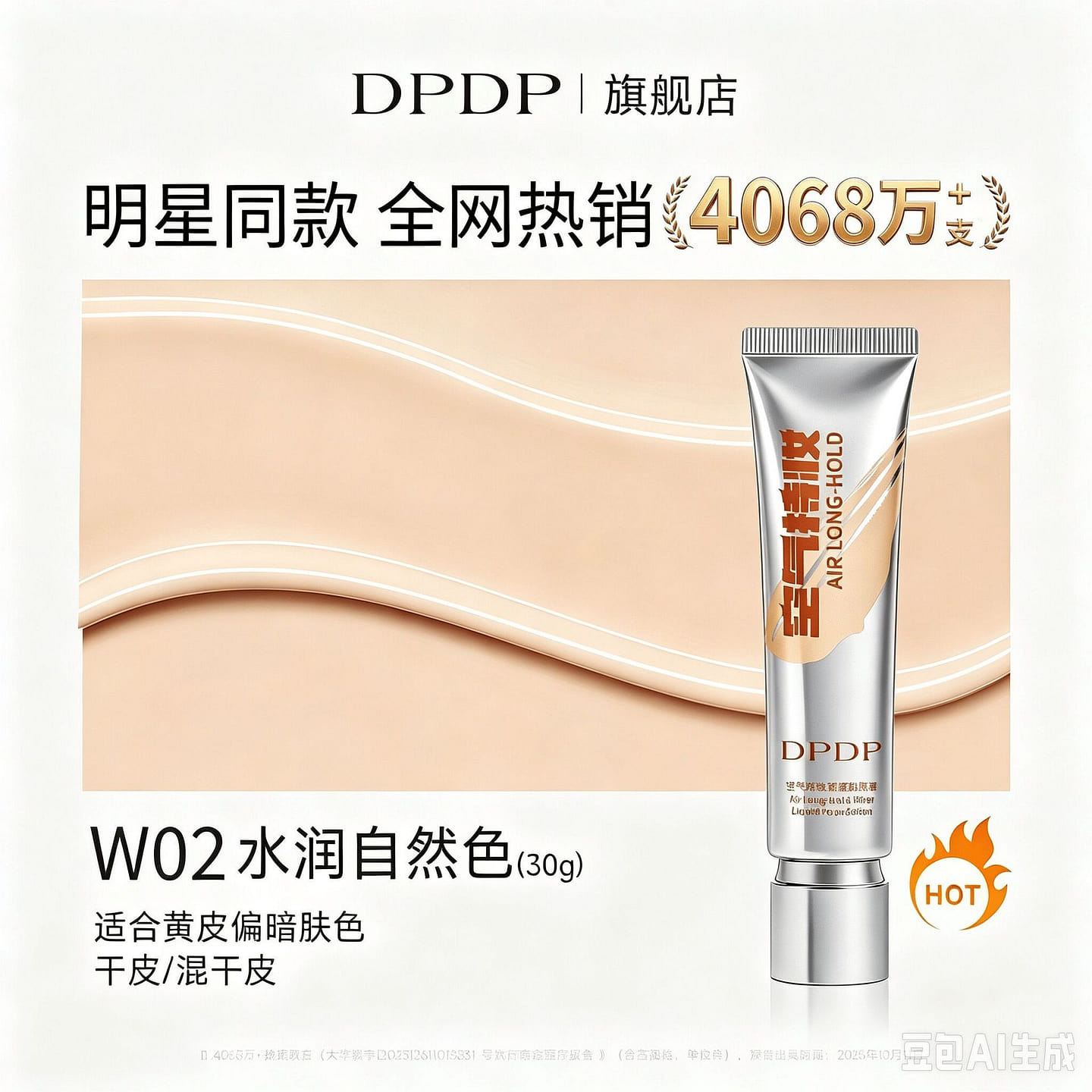 DPDP Air LongHold Liquid Foundation W02 DrySkin 1 box