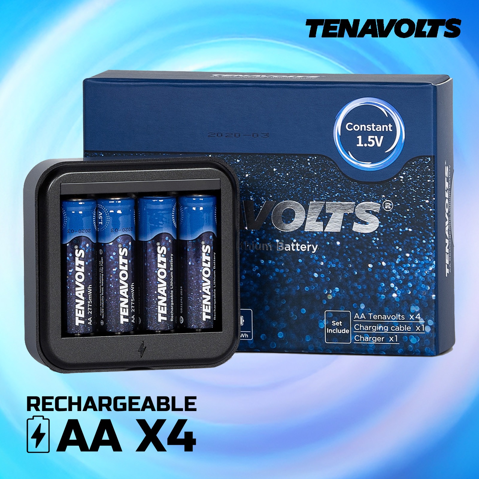TENAVOLTS 可充電鋰電池,重複使用-4節裝 200 克