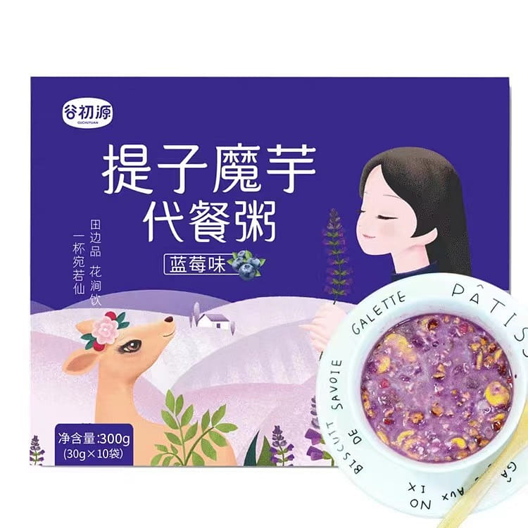 Blueberry Flavored Konjac Meal Replacement Slimming Porridge 300g(30g*10bags) 1 box