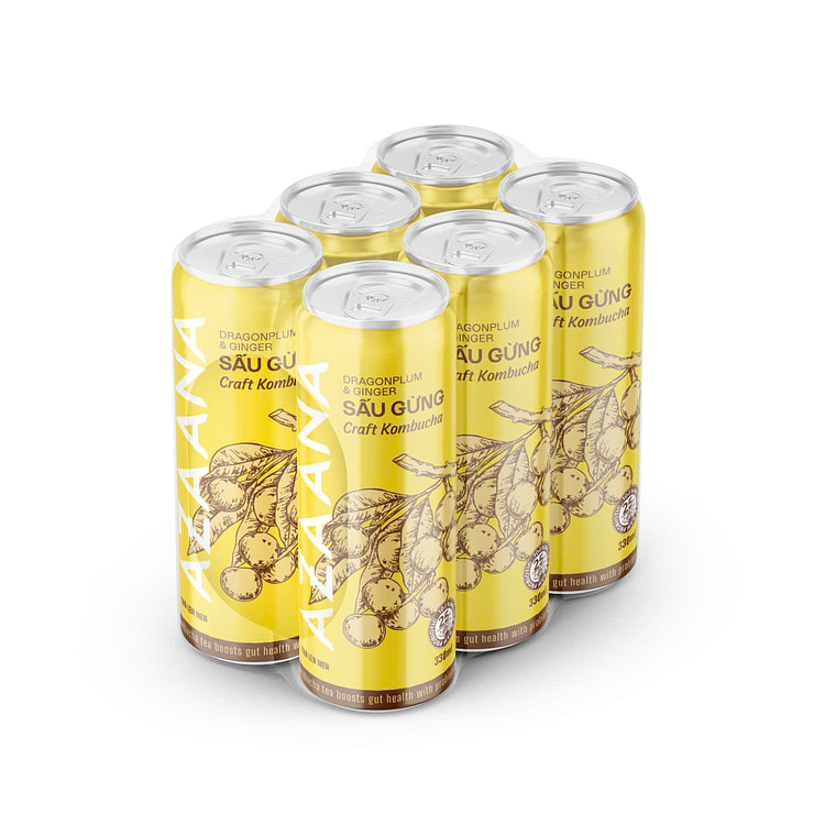 Azaana Kombucha Tamarind Ginger 330ml 6 Can