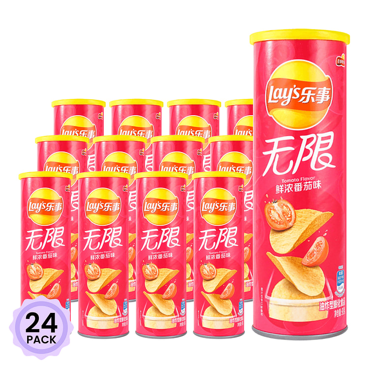 乐事 薯片 鲜浓番茄味 桶装 90 克*24 包